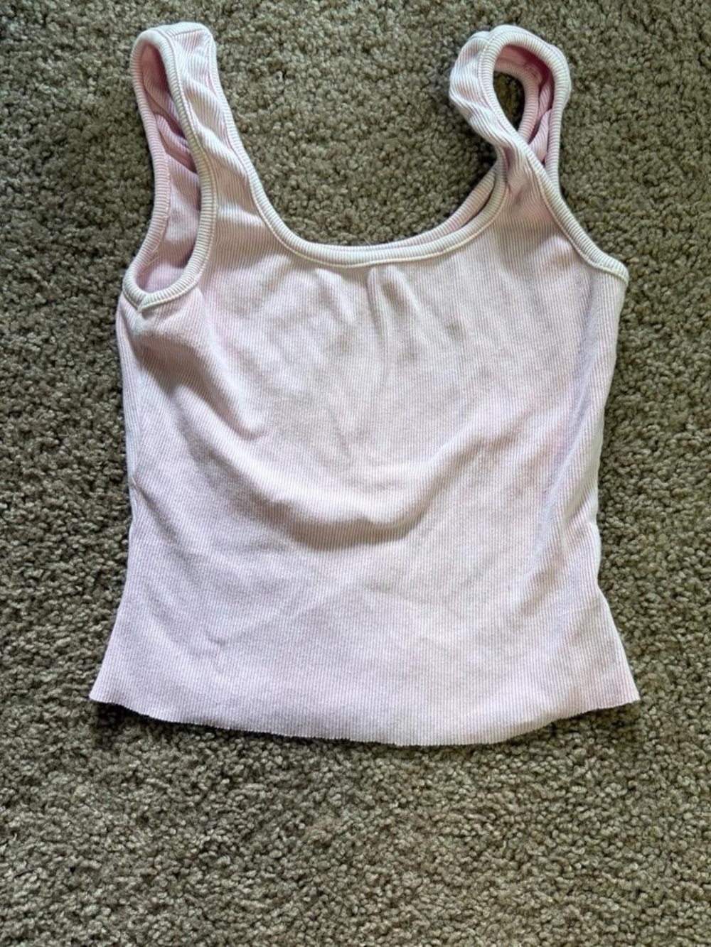 Ribbed Scoop Tank Top in Pale Pink